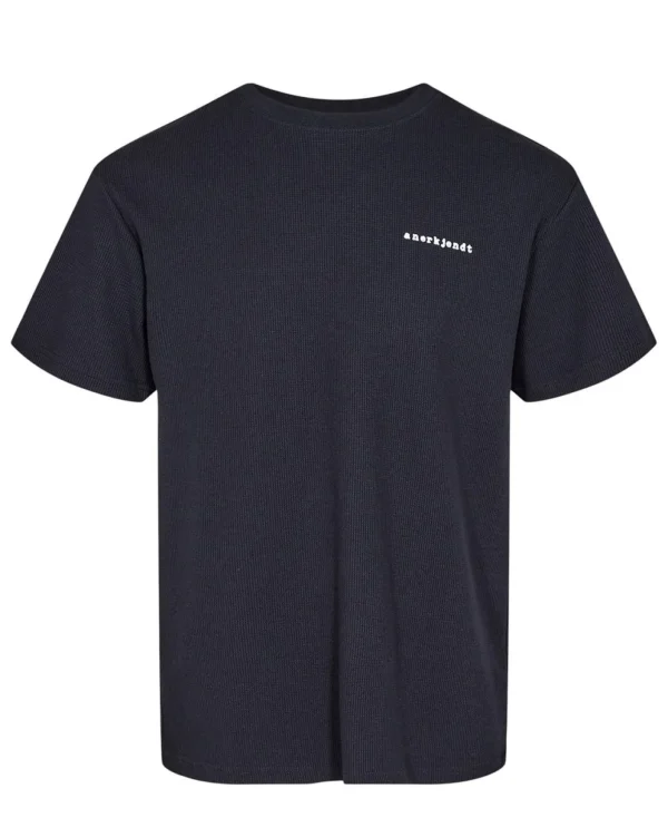 Mand Anerkjendt Akkikki S/S Waffle Tee - Dark Navy