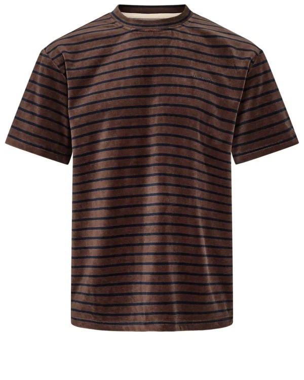 Mand Anerkjendt Akkikki Velvet Stripe Tee - Chocolate Brown