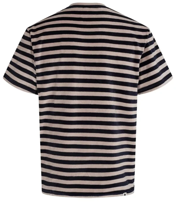 Mand Anerkjendt Akkikki Velvet Stripe Tee - Dark Navy