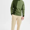 Mand Anerkjendt Akklaus Colorblock Sweat - Olivine