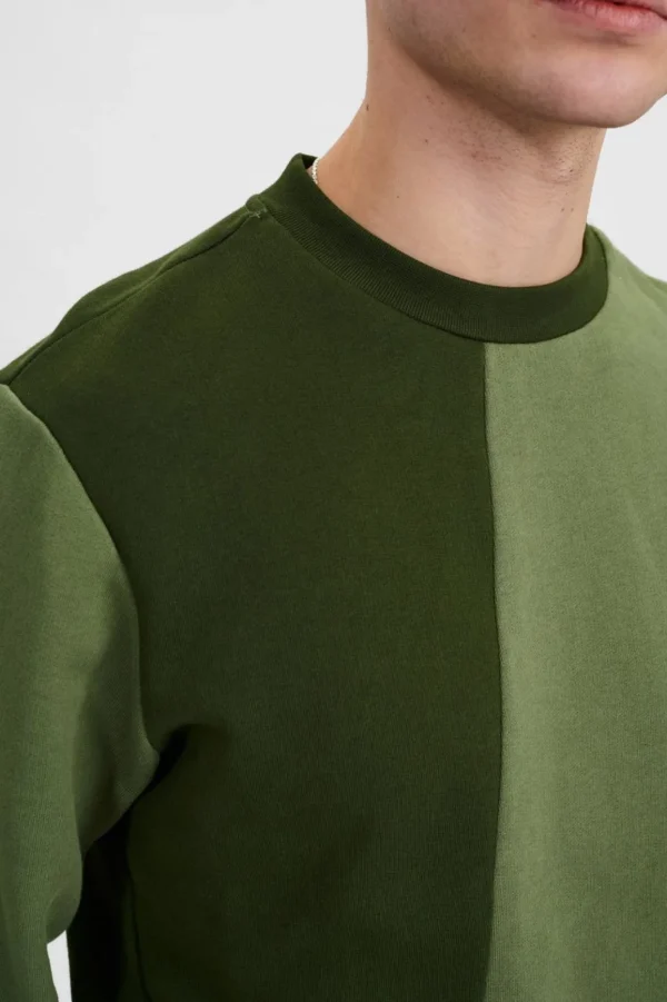 Mand Anerkjendt Akklaus Colorblock Sweat - Olivine