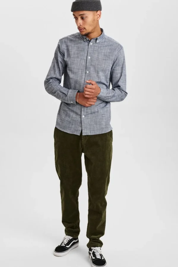 Mand Anerkjendt Akkonrad 2 Tone Structure Shirt - Sky Captain