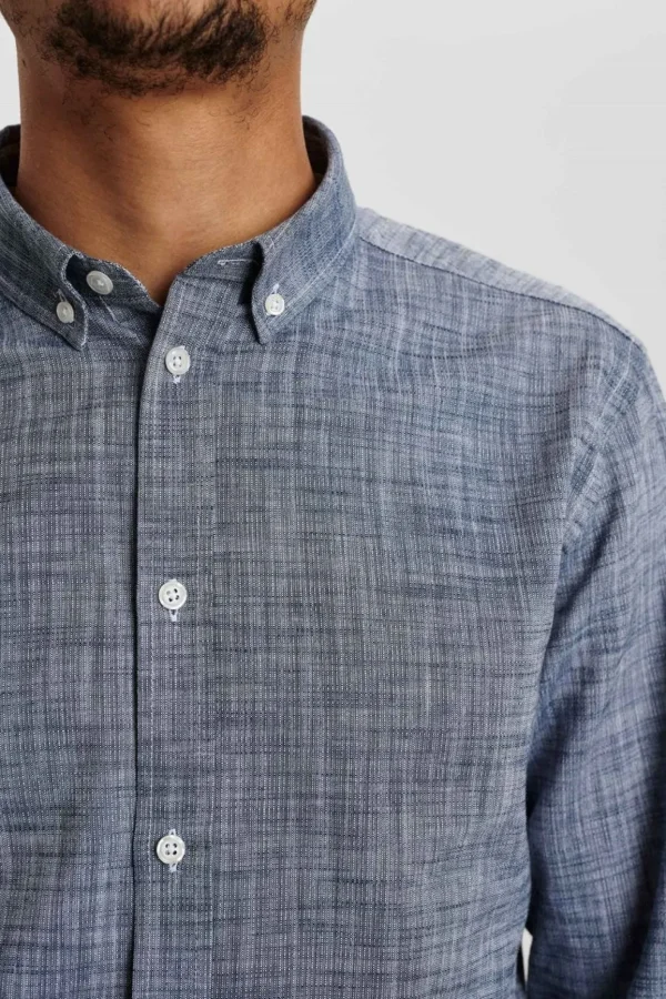 Mand Anerkjendt Akkonrad 2 Tone Structure Shirt - Sky Captain