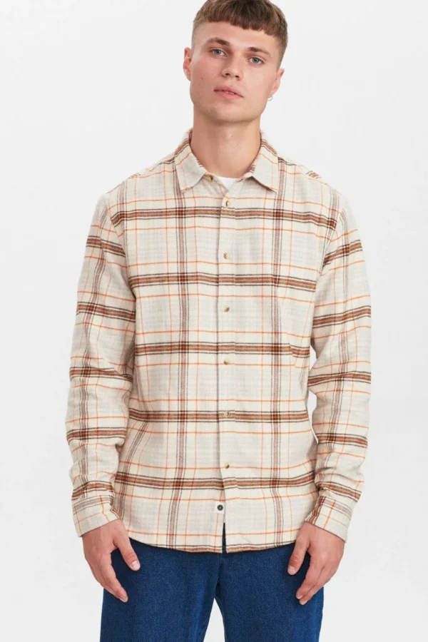 Mand Anerkjendt Akkonrad Brushed Check Shirt - Chili