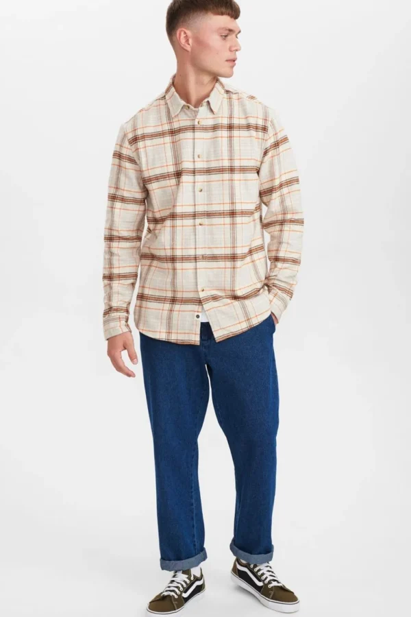 Mand Anerkjendt Akkonrad Brushed Check Shirt - Chili