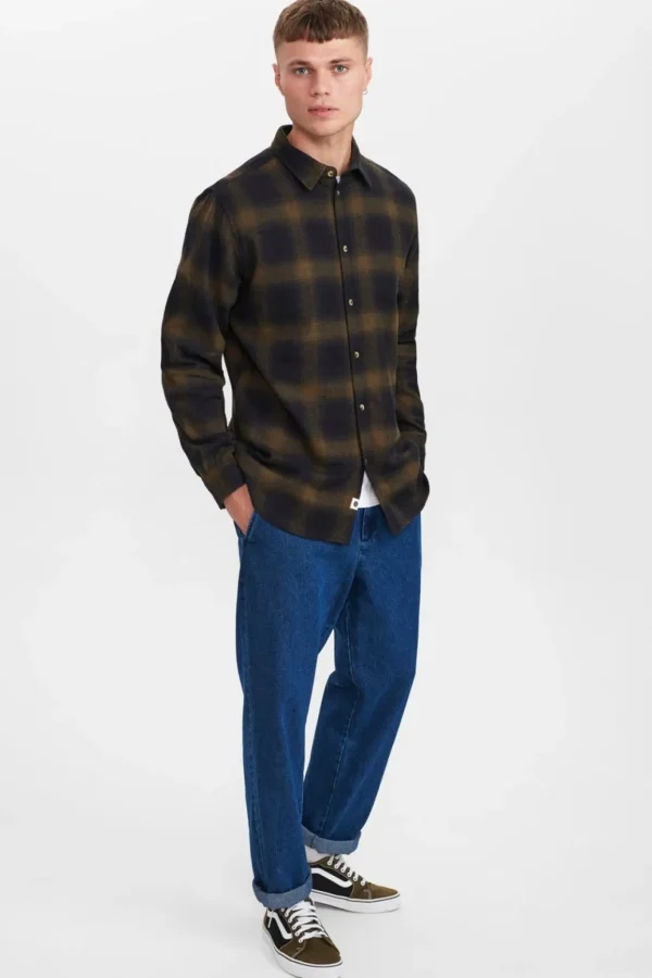 Mand Anerkjendt Akkonrad Brushed Check Shirt - Caviar