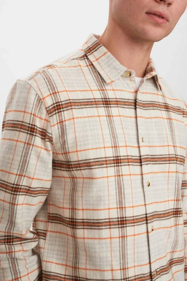 Mand Anerkjendt Akkonrad Brushed Check Shirt - Chili