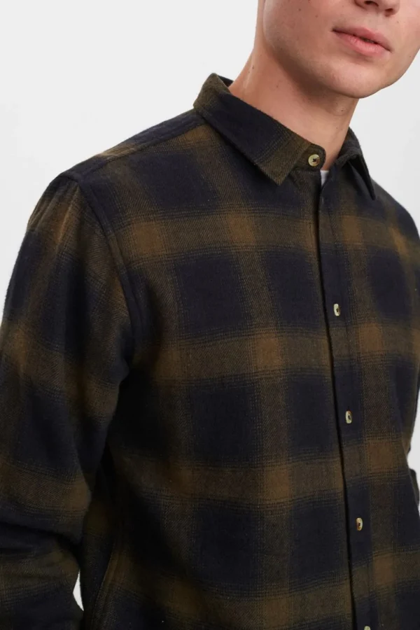 Mand Anerkjendt Akkonrad Brushed Check Shirt - Caviar