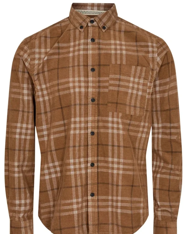 Mand Anerkjendt Akkonrad Cord Check L/S Shirt - Incense