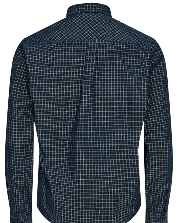 Mand Anerkjendt Akkonrad Cord Check L/S Shirt - Sky Captain