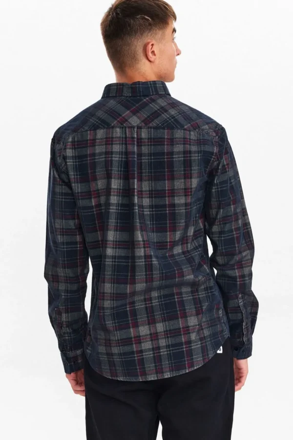 Mand Anerkjendt Akkonrad Cord Check Shirt - Forest Night