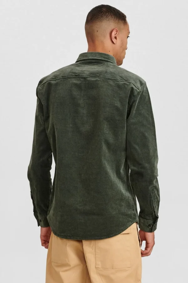 Mand Anerkjendt Akkonrad Cord Shirt - Deep Forrest