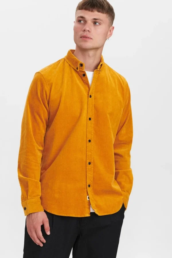 Mand Anerkjendt Akkonrad Cord Shirt - Sunflower