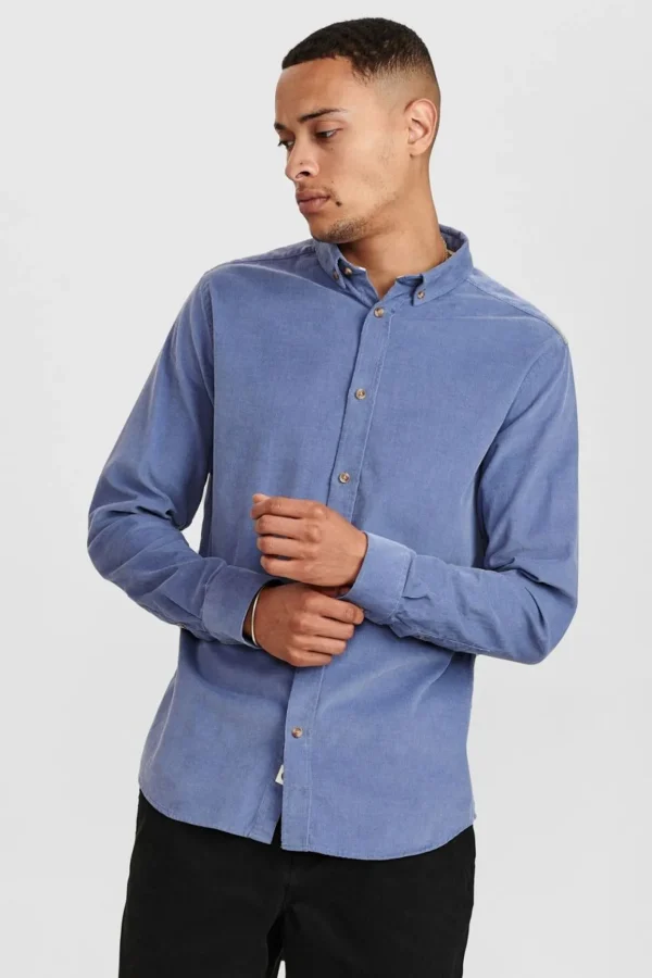 Mand Anerkjendt Akkonrad Corduroy Shirt - Copen Blue