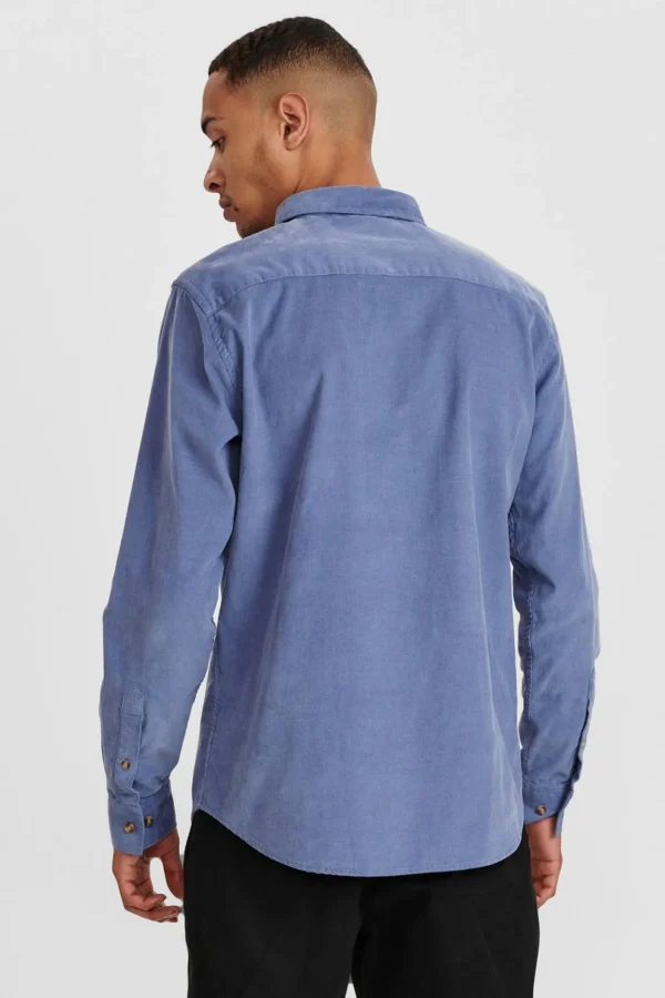 Mand Anerkjendt Akkonrad Corduroy Shirt - Copen Blue