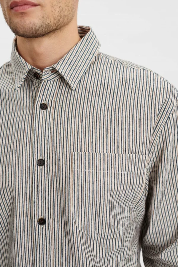 Mand Anerkjendt Akkonrad Jacq Stripe Shirt - Tofu