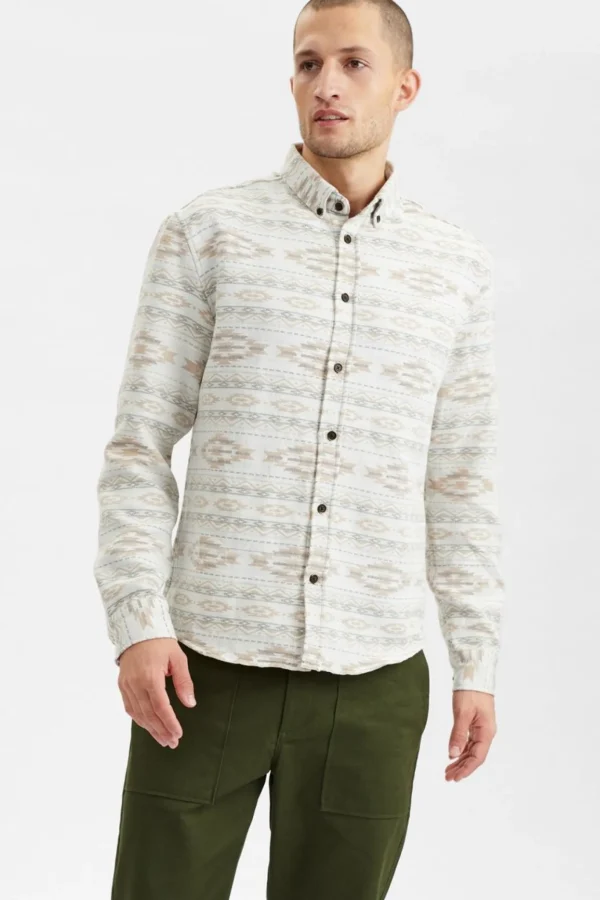 Mand Anerkjendt Akkonrad Jacqard Shirt - Brown Rice