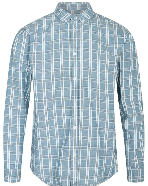 Mand Anerkjendt Akkonrad L/S Check Shirt - Indian Teal