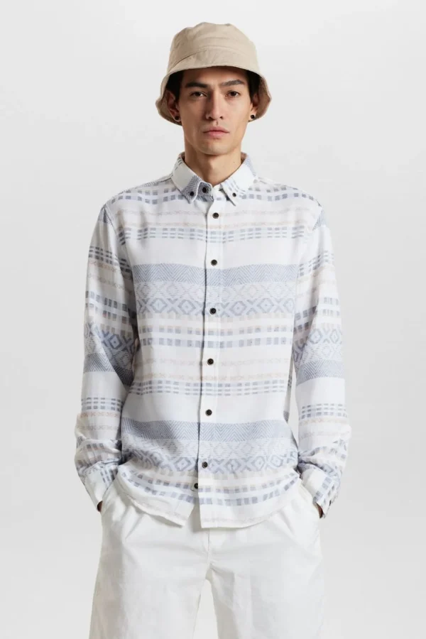 Mand Anerkjendt Akkonrad L/S Jacquard Shirt - Tofu