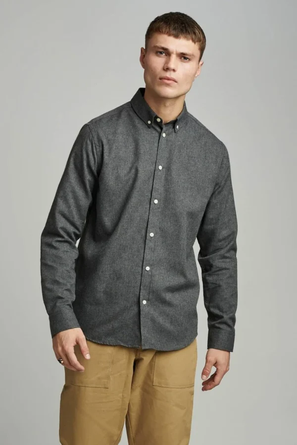 Mand Anerkjendt Akkonrad Melange Shirt - Granit Grey Mel