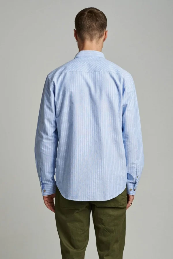 Mand Anerkjendt Akkonrad Oxford Stripe Shirt - Sky Blue