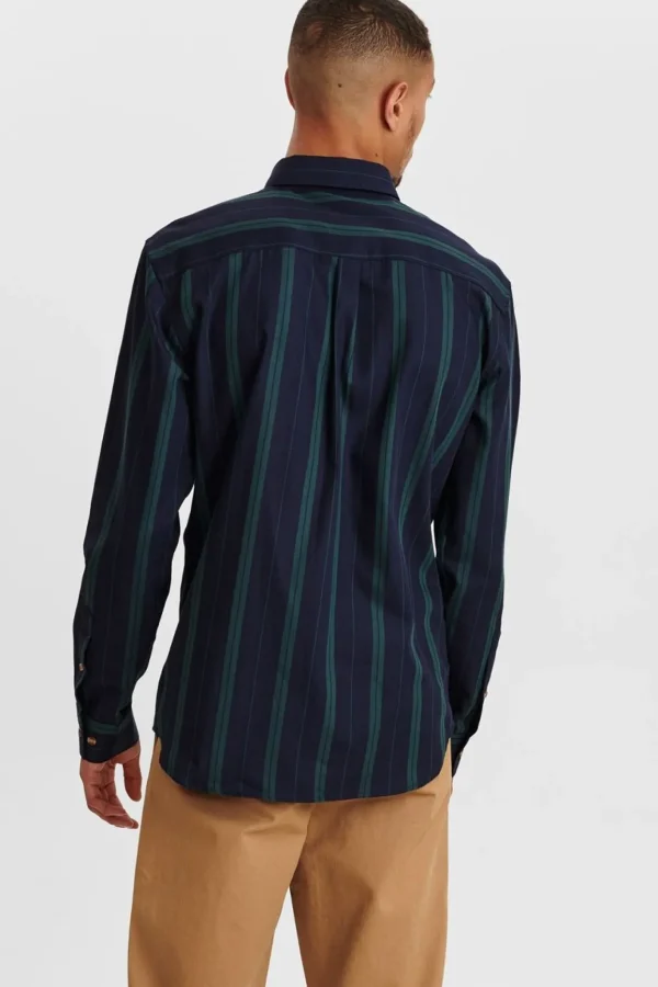 Mand Anerkjendt Akkonrad Stripe Shirt - Sky Captain