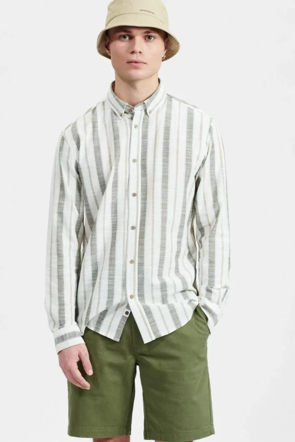 Mand Anerkjendt Akkonrad Striped Shirt - Olivine