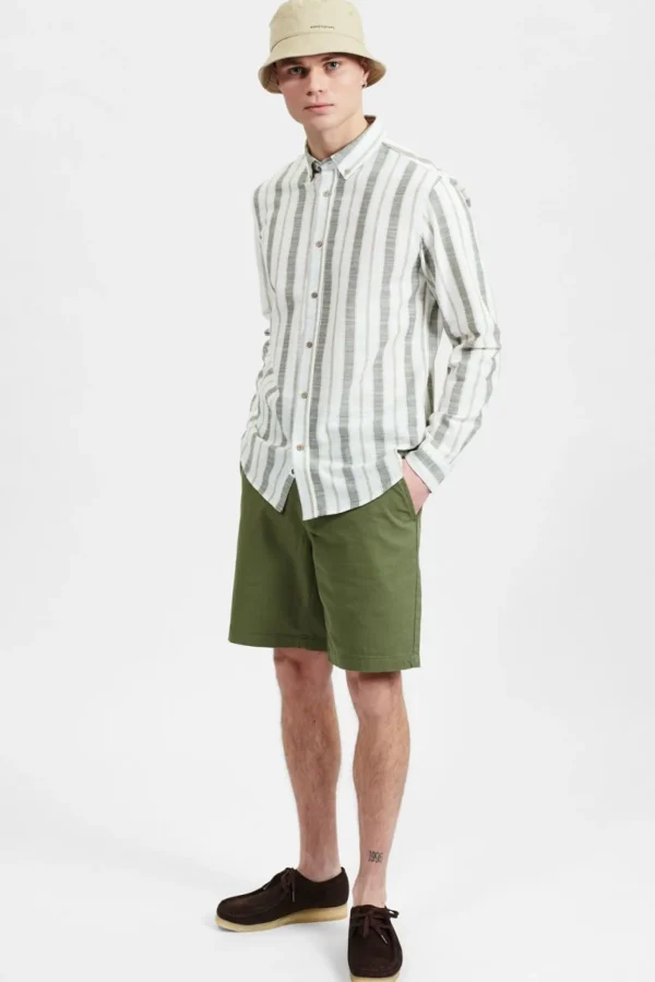 Mand Anerkjendt Akkonrad Striped Shirt - Olivine