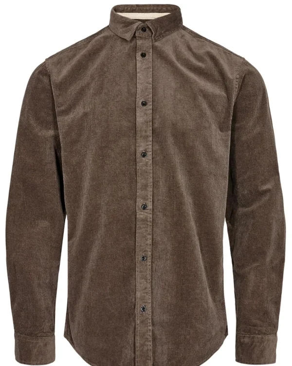 Mand Anerkjendt Akleif Corduroy Shirt - Chocolate Brown