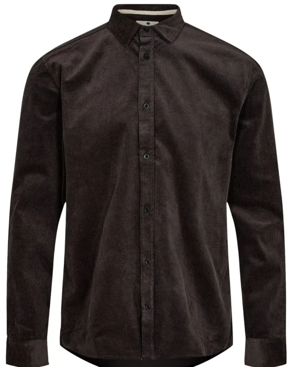 Mand Anerkjendt Akleif Corduroy Shirt - Dark Shadow