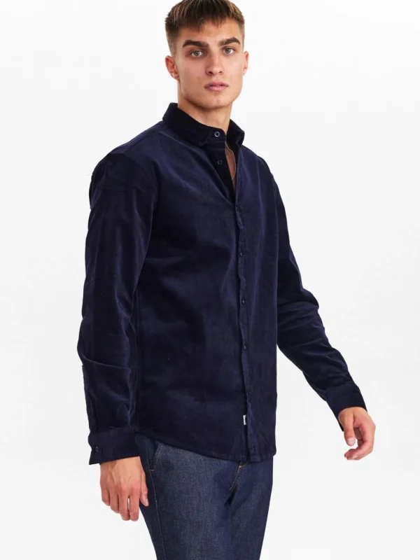 Mand Anerkjendt Akleif Corduroy Shirt - Dark Navy