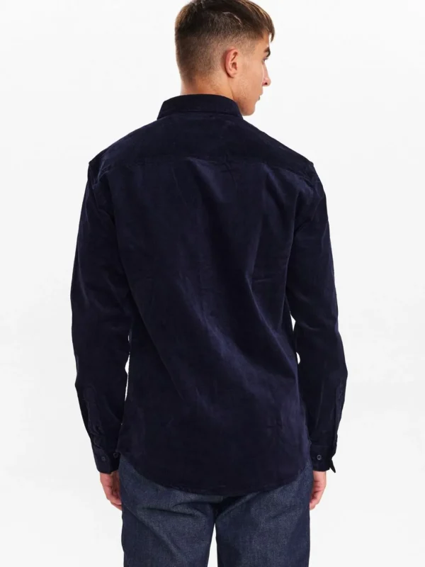 Mand Anerkjendt Akleif Corduroy Shirt - Dark Navy