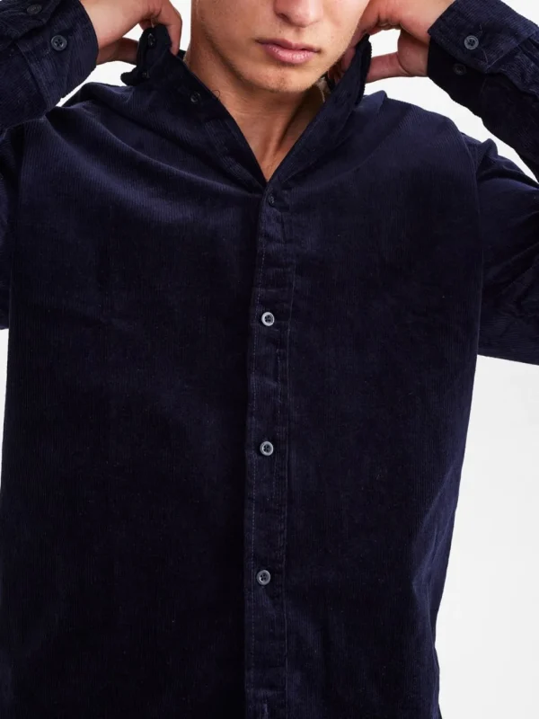 Mand Anerkjendt Akleif Corduroy Shirt - Dark Navy