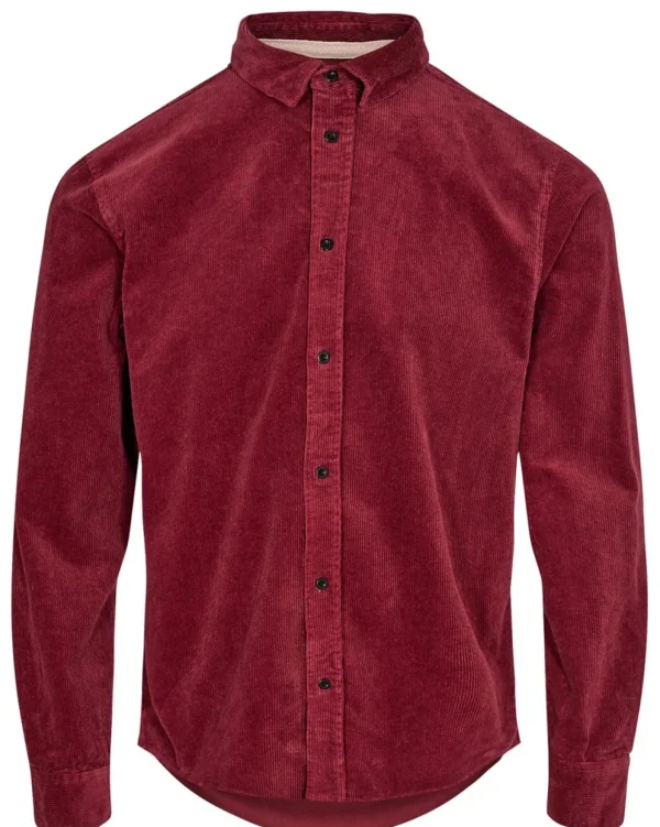 Mand Anerkjendt Akleif Corduroy Shirt - Red Dahlia