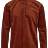 Mand Anerkjendt Akleif Corduroy Shirt - Rust