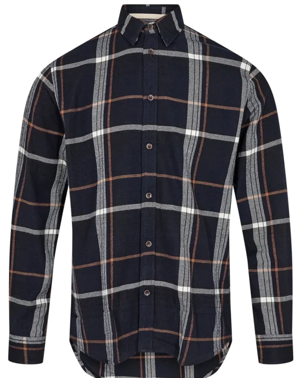 Mand Anerkjendt Akleif Flannel Check Shirt - Sky Captain