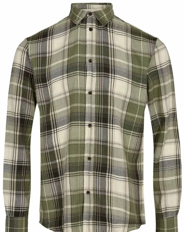 Mand Anerkjendt Akleif Flannel Check Shirt - Olivine