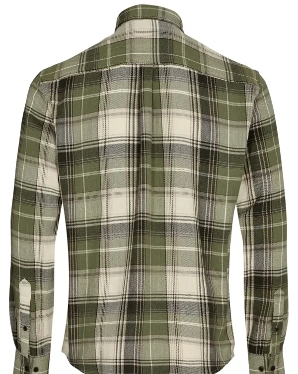 Mand Anerkjendt Akleif Flannel Check Shirt - Olivine