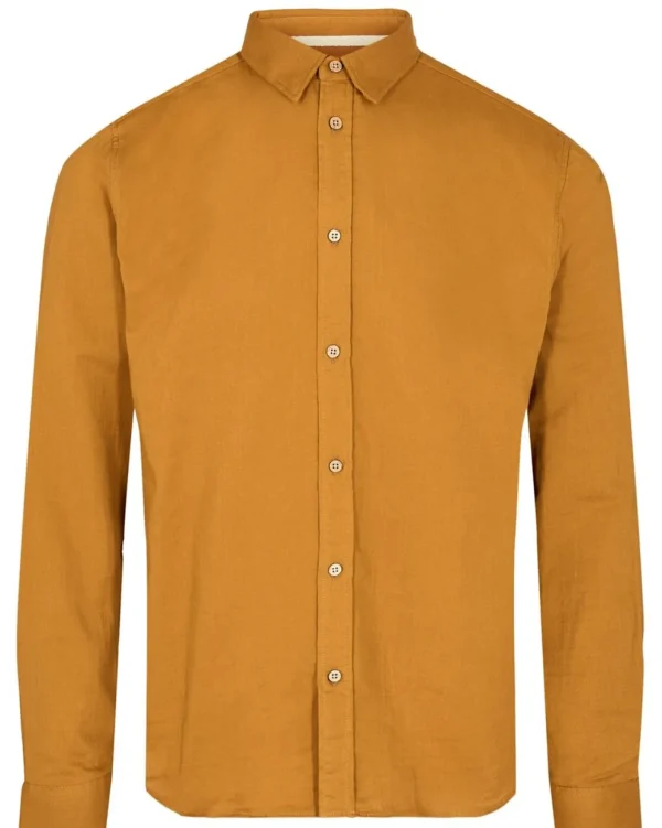 Mand Anerkjendt Akleif L/S Musselin Shirt - Golden Brown