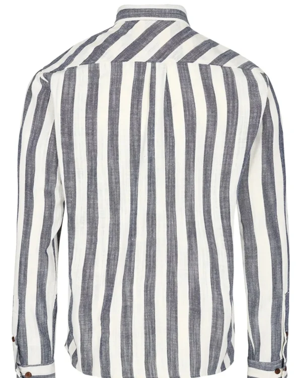 Mand Anerkjendt Akleif L/S Stripe Shirt - Dark Navy