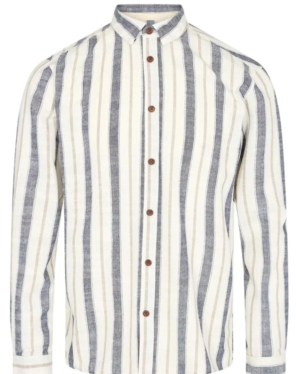 Mand Anerkjendt Akleif L/S Stripe Shirt - Tofu