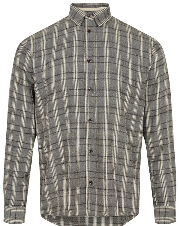 Mand Anerkjendt Akleif L/S Y/D Stripe Shirt - Caviar