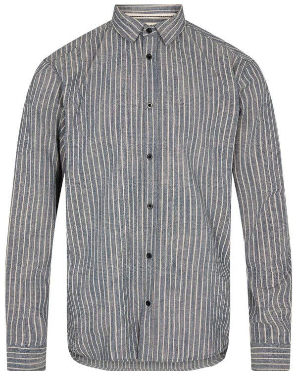 Mand Anerkjendt Akleif Stripe Shirt - Dark Navy