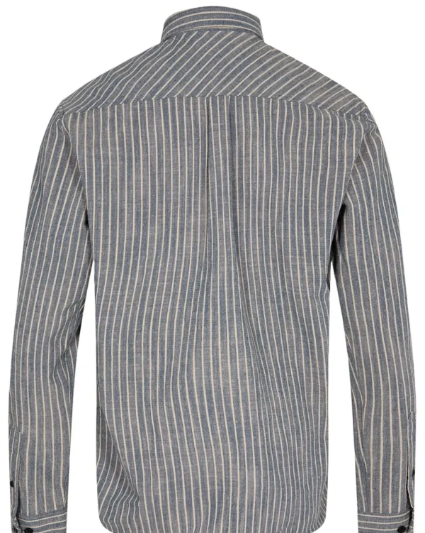 Mand Anerkjendt Akleif Stripe Shirt - Dark Navy