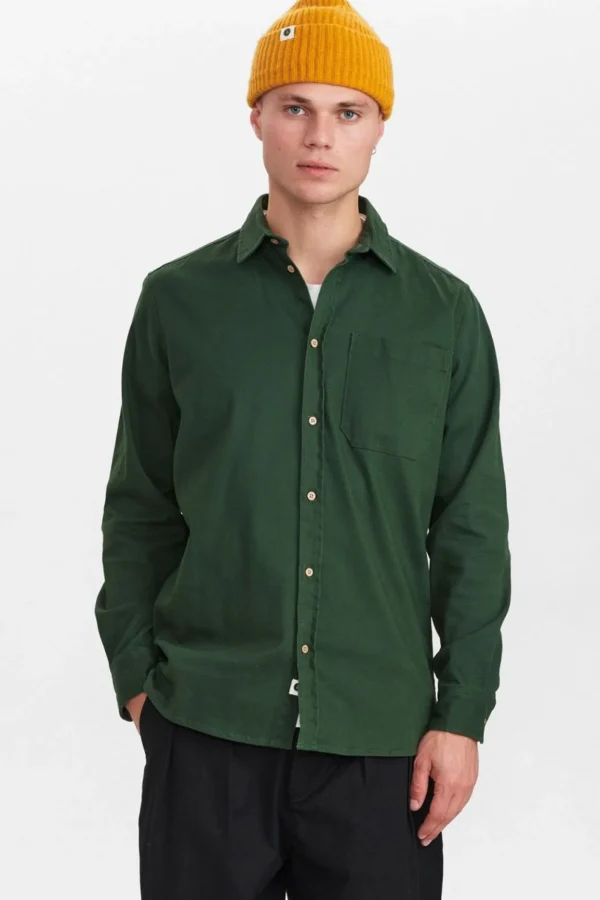 Mand Anerkjendt Aklenny Twill Shirt - Deep Forrest