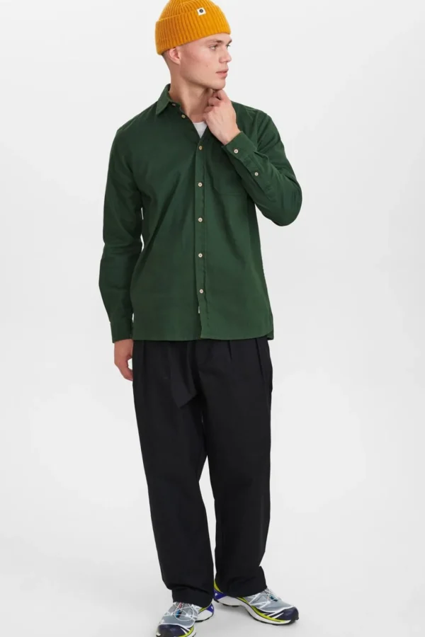 Mand Anerkjendt Aklenny Twill Shirt - Deep Forrest