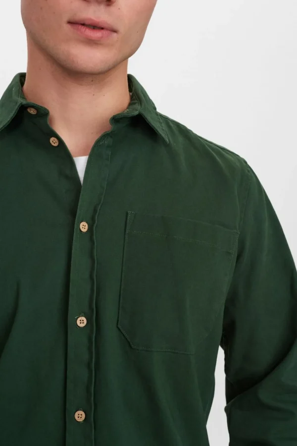 Mand Anerkjendt Aklenny Twill Shirt - Deep Forrest