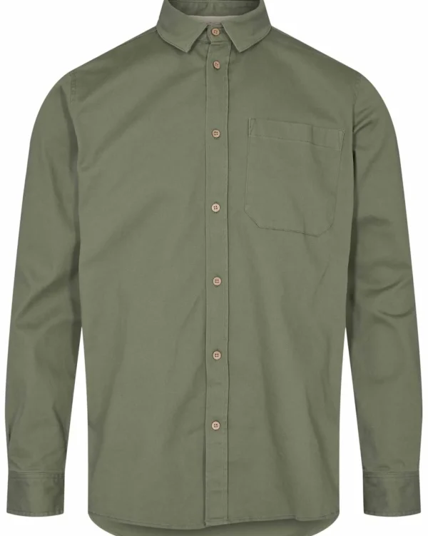 Mand Anerkjendt Aklenny Twill Shirt - Olivine