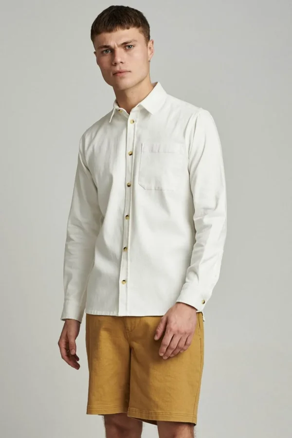 Mand Anerkjendt Aklenny Twill Shirt - Tofu