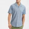 Mand Anerkjendt Akleo Cot/Linen Ss Shirt - Cornet Blue